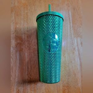 NWT Starbucks green chrome studded  tumbler